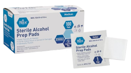 A box of "Sterile Alcohol Prep Pads."